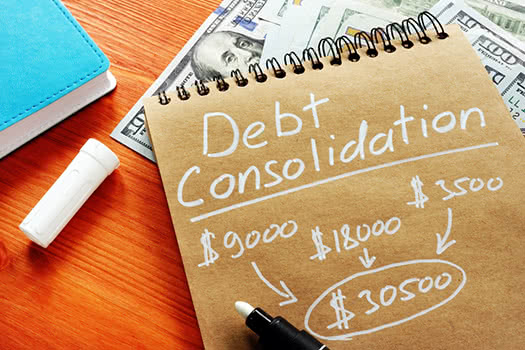 Debt Consolidation numbers on kraft paper
